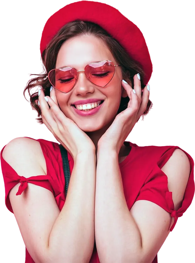 attractive woman enjoying valentines day